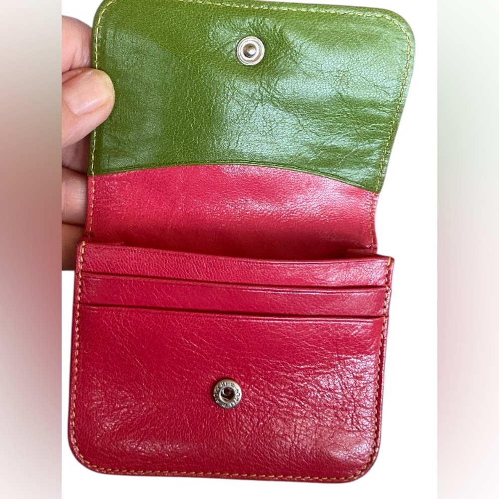 Tusk Pink/Green  Leather Credit card pouch